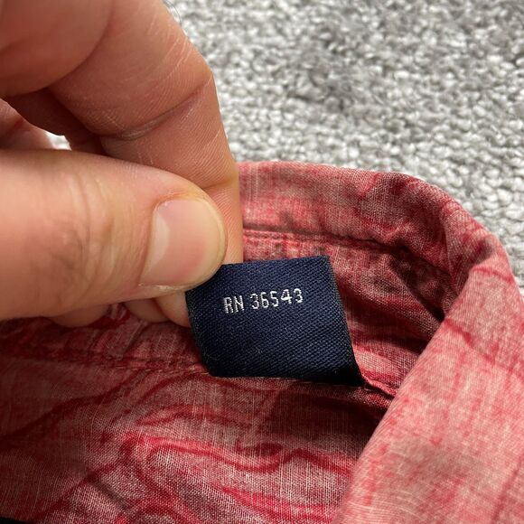 Izod Jeans Hawaiian Shirt Mens Large Red Floral Short Sleeve Button Down Cotton - Picture 7 of 11